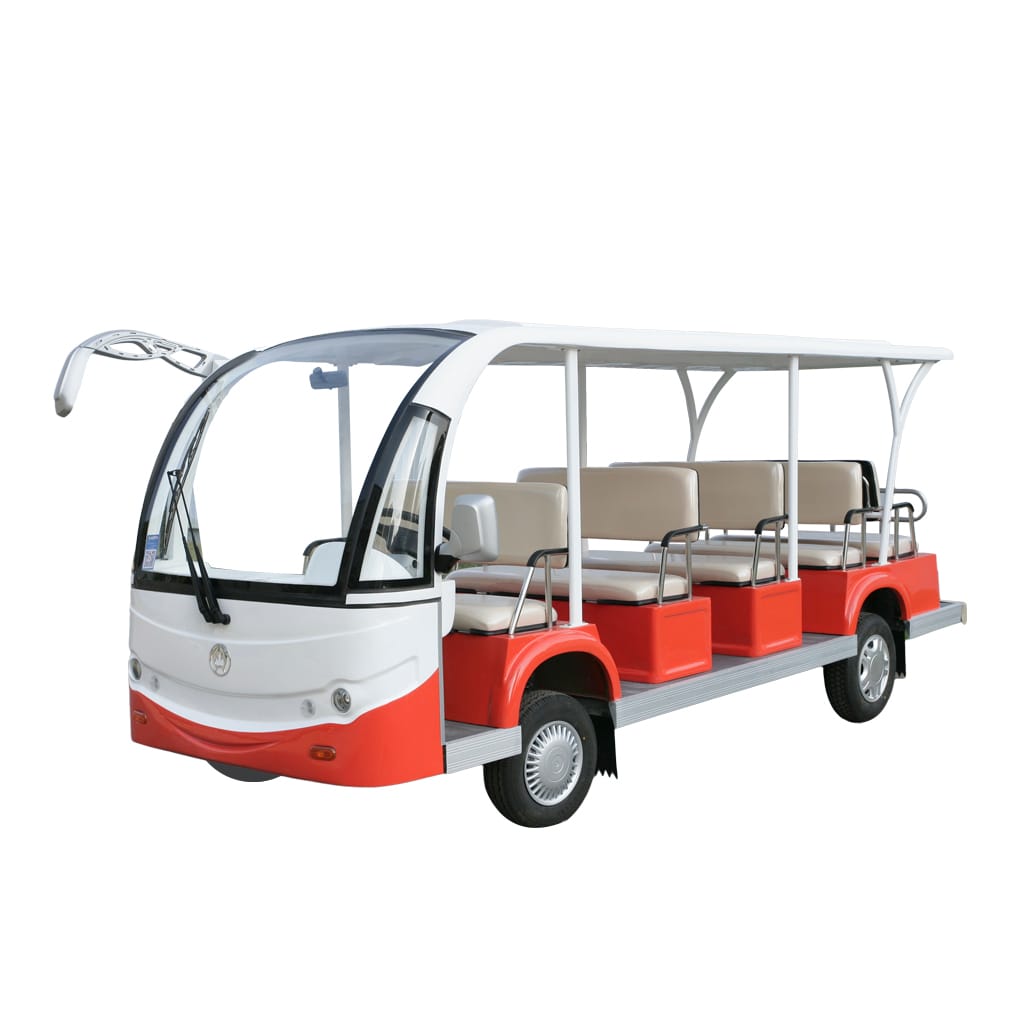 Cartoon retro sightseeing car with vibrant colors and classic design