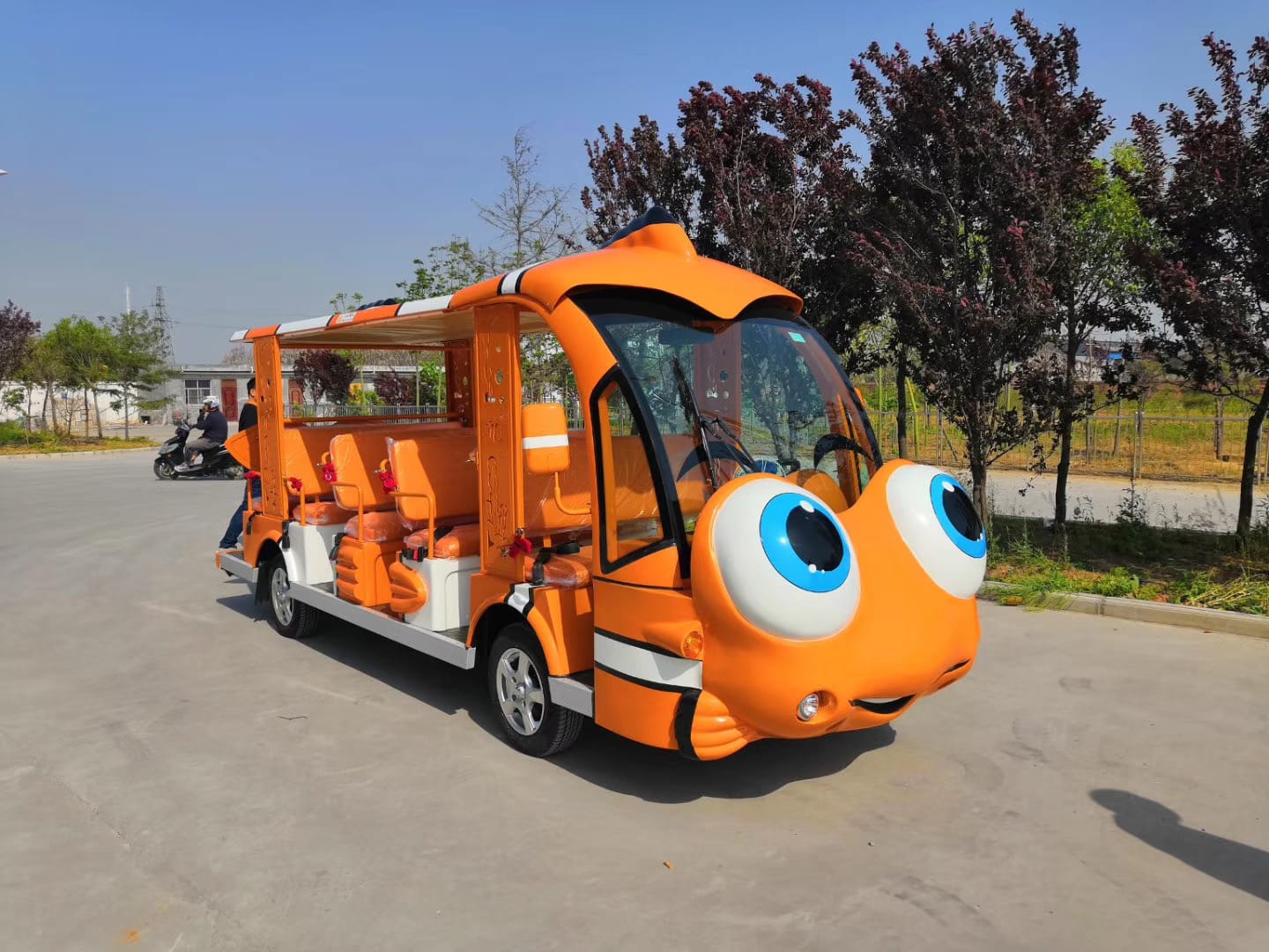 Cartoon retro sightseeing car with colorful vintage design