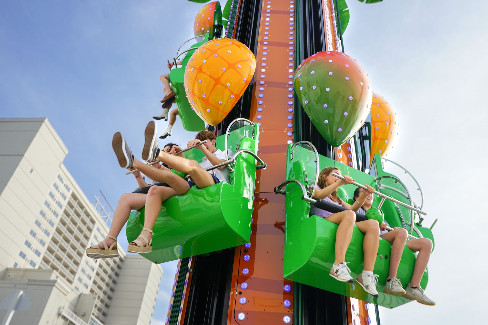 Pump & JumpZ interactive drop tower with strawberry theme