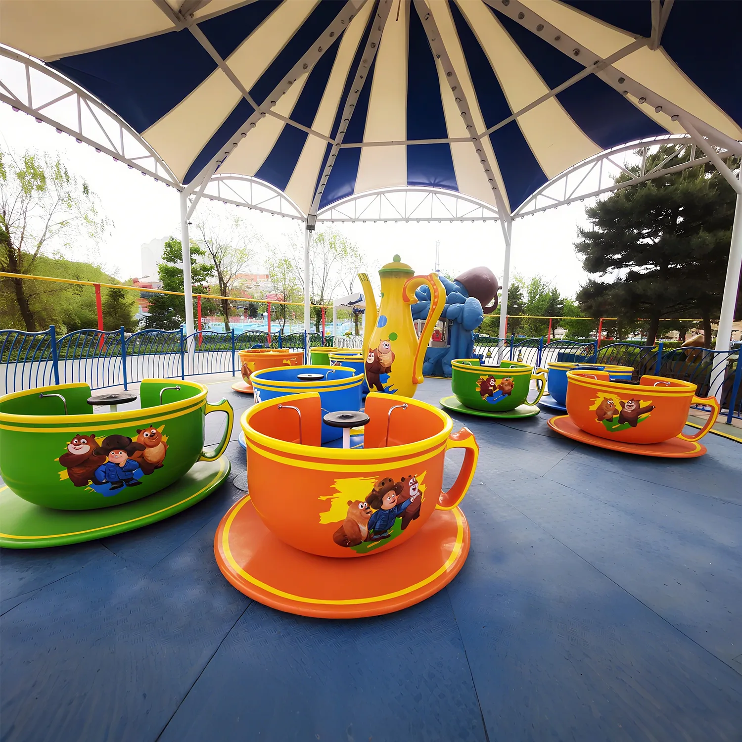 Teacup Ride for Sale | Coffee Cup Ride | JHRides Teacup ride wide angle - spinning cups in action