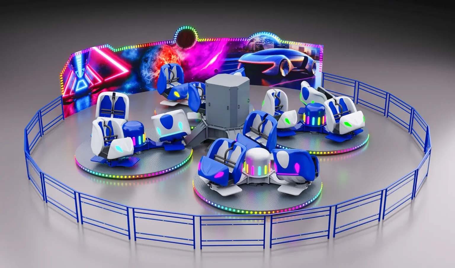 Breakdance Ride for sale – full view of the 360 degree spinning family ride structure