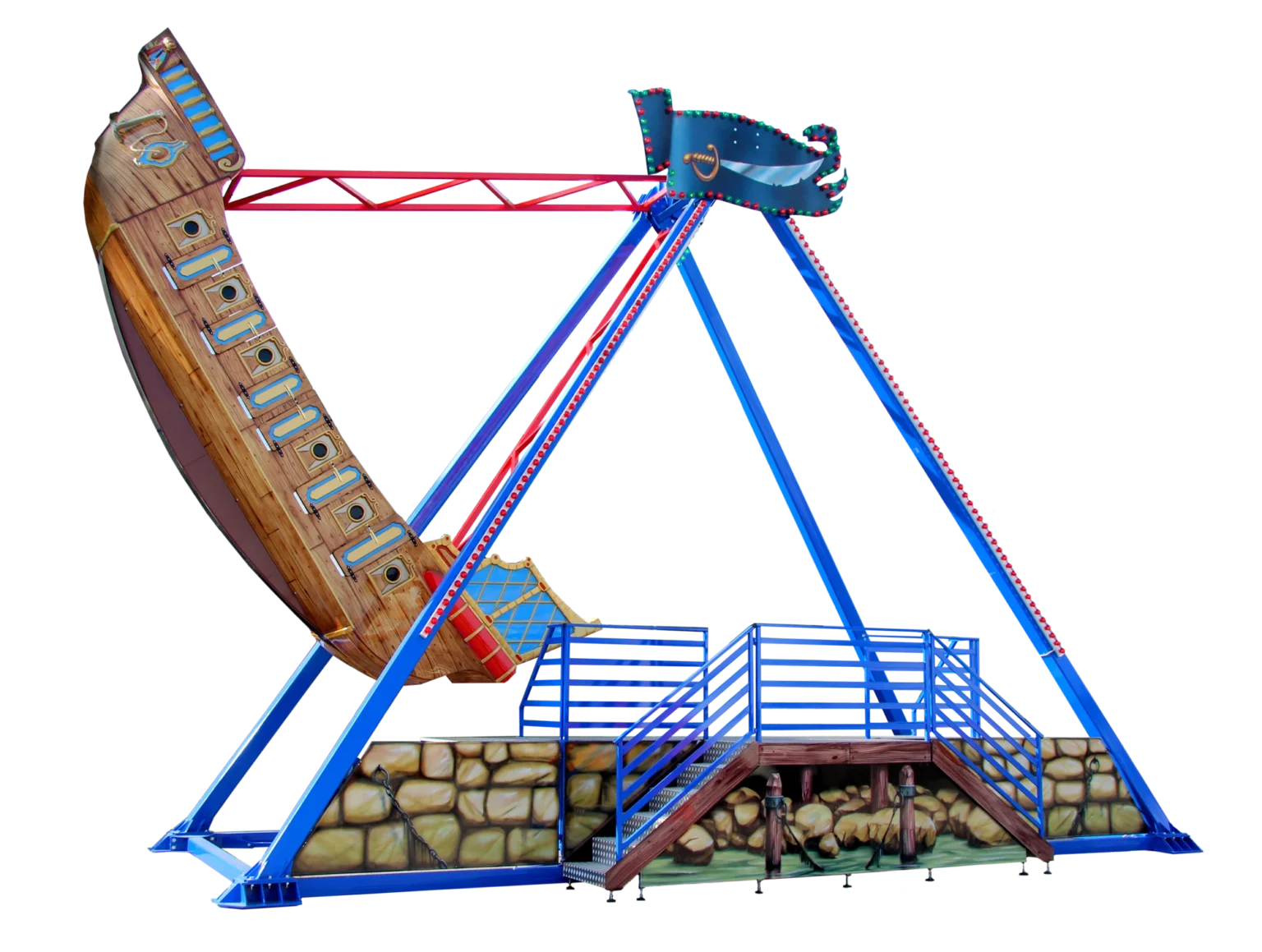 Medium pirate ship ride - indoor swinging viking boat with ±75° pendulum motion