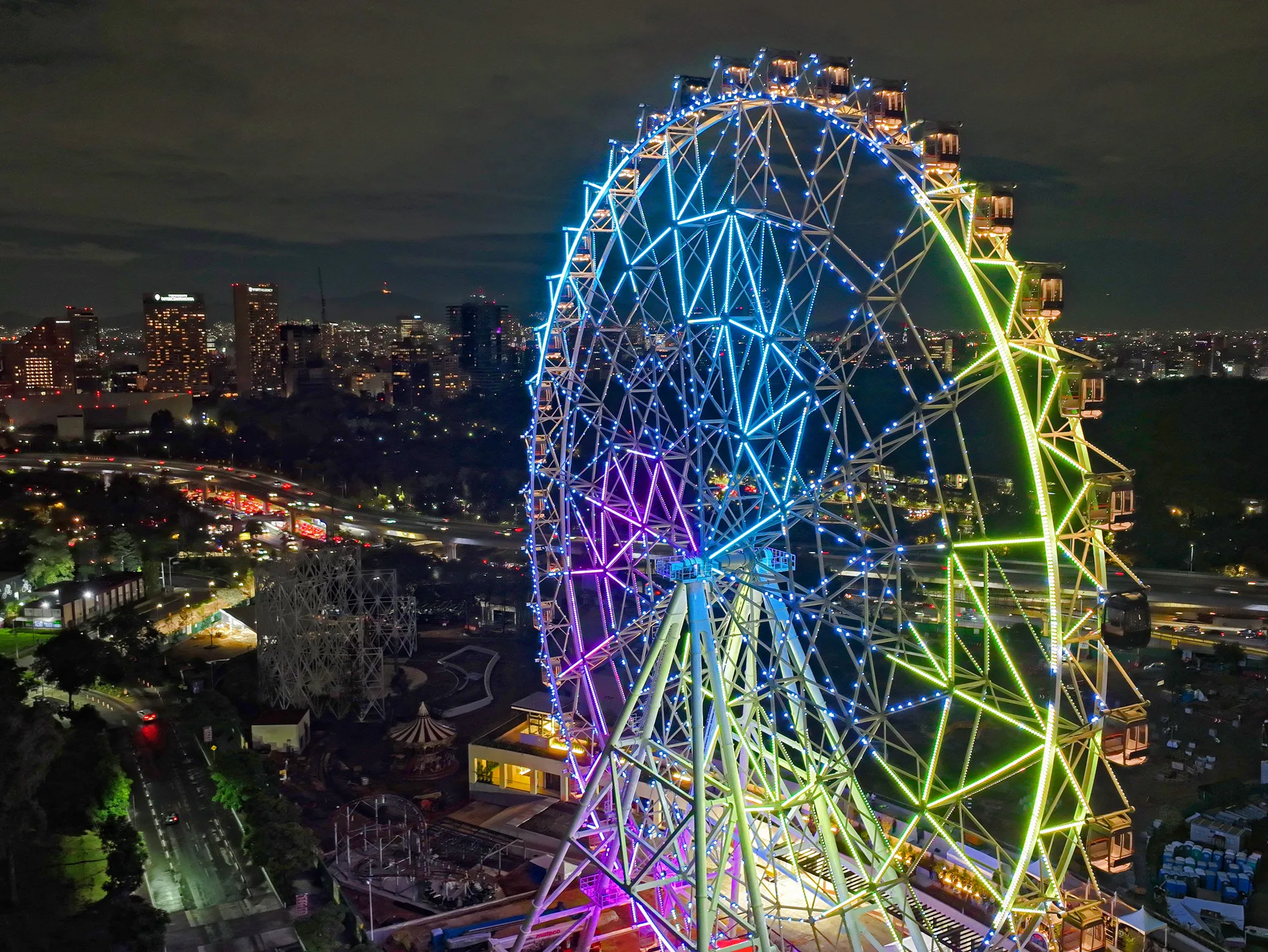 55M Ferris Wheel for Sale | 240-Seat Observation Wheel | JHRides 55M Ferris Wheel full view - giant observation wheel with custom lighting