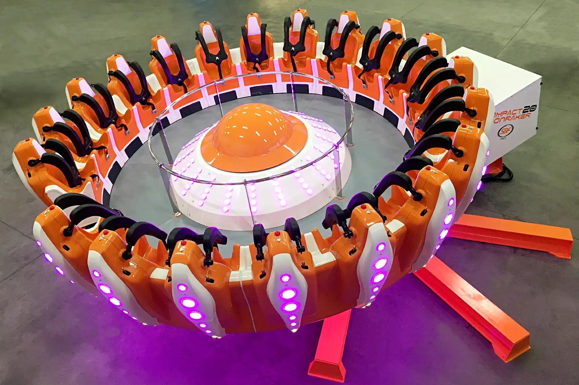 Super Tagada Ride for sale – full view of the round tilting spinning ride structure