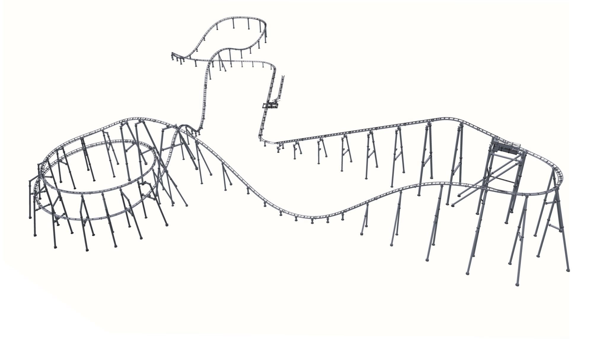 Family Thrill Coaster - full layout view showing double helix and track design
