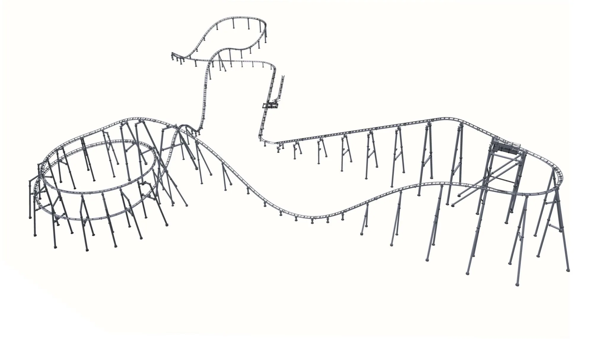 Family Thrill Coaster - full layout view showing double helix and track design