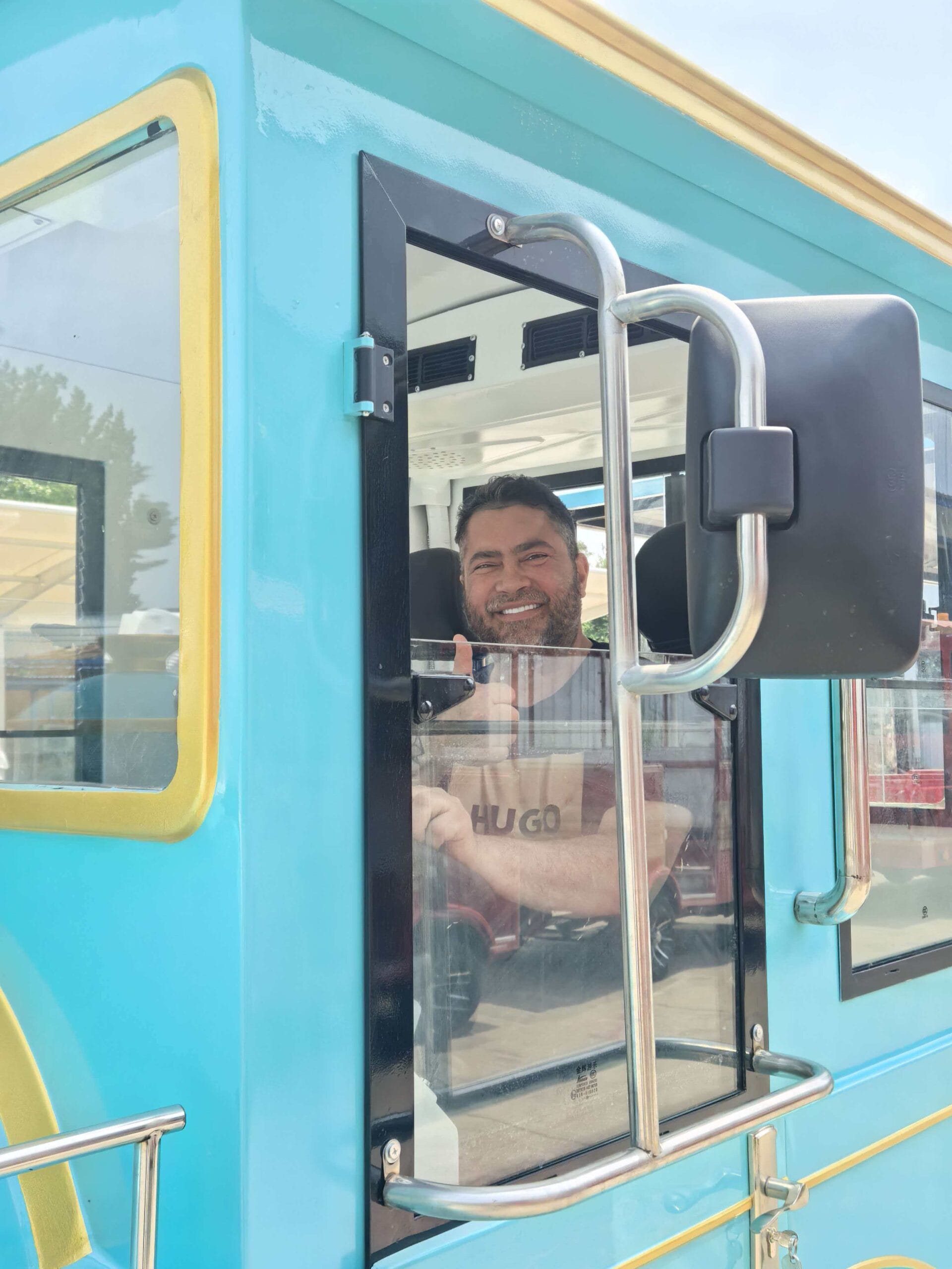 Client inspecting train chassis